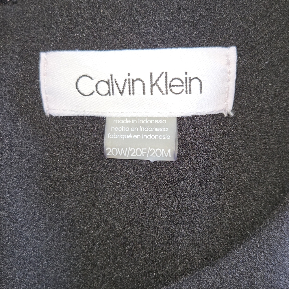 Calvin Klein Black Sleeveless Dress Illusion Fit n Flare Mesh Hem Plus Sz 20 W - Picture 5 of 9